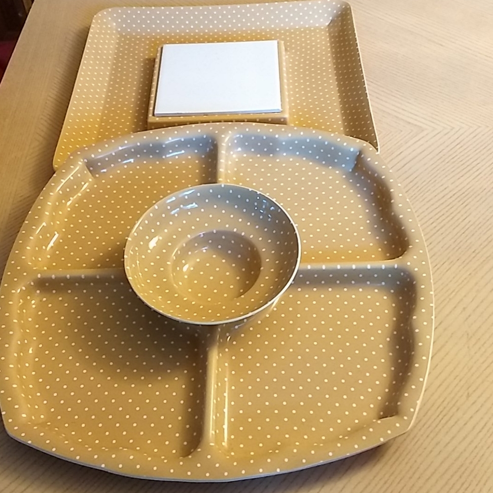 vintage 3 piece chip & dip relish snack Tray new.